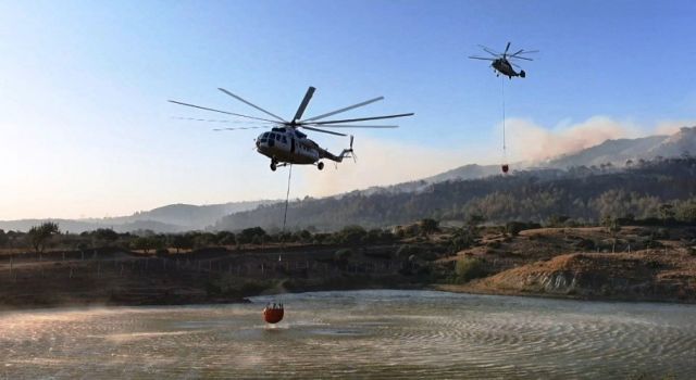 Çine’de Helikopterler Alevlerle Mücadele Ediyor