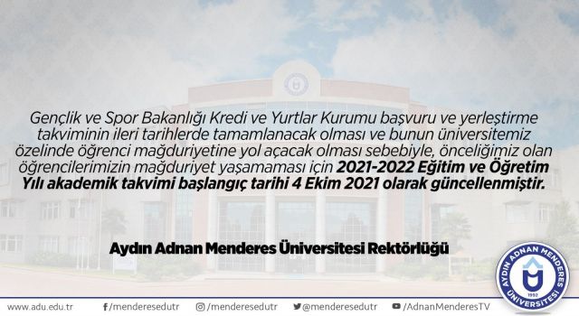 ADÜ’den Öğrencilere Önemli Duyuru