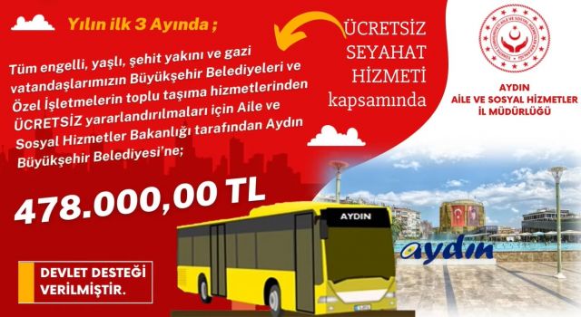 Aydın’a 478 bin TL ulaşım desteği 