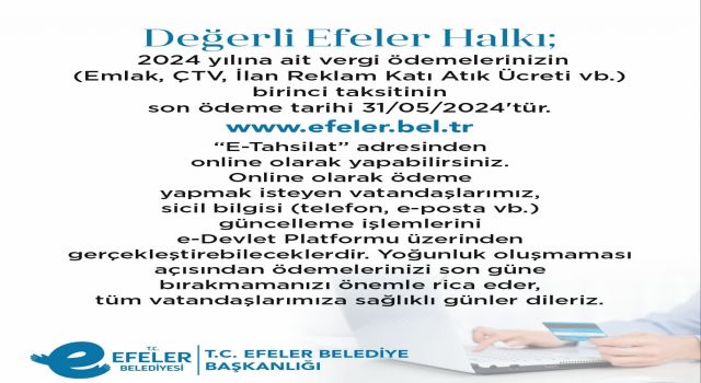 Efeler Belediyesi’nden vergi hatırlatması