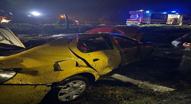 Ticari taksi tarlaya uçtu: 1 yaralı