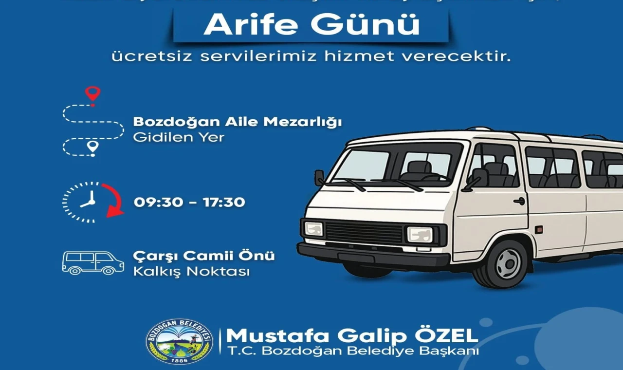 BOZDOĞAN BELEDİYESİ’NDEN ARİFE GÜNÜ ÜCRETSİZ MEZARLIK SERVİSİ