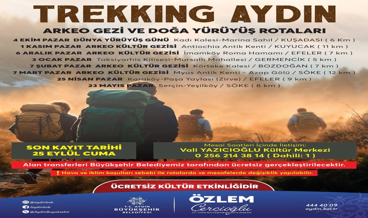 Aydın Büyükşehir Belediyesi’nden Doğa ve Tarihle İç İçe Trekking Daveti