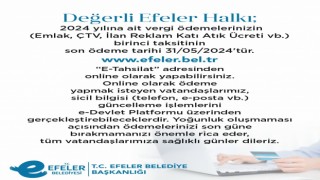 Efeler Belediyesi’nden vergi hatırlatması