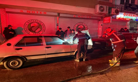 Nazilli’nin Merkezinde Otomobil Yangını: İtfaiye Son Anda Söndürdü