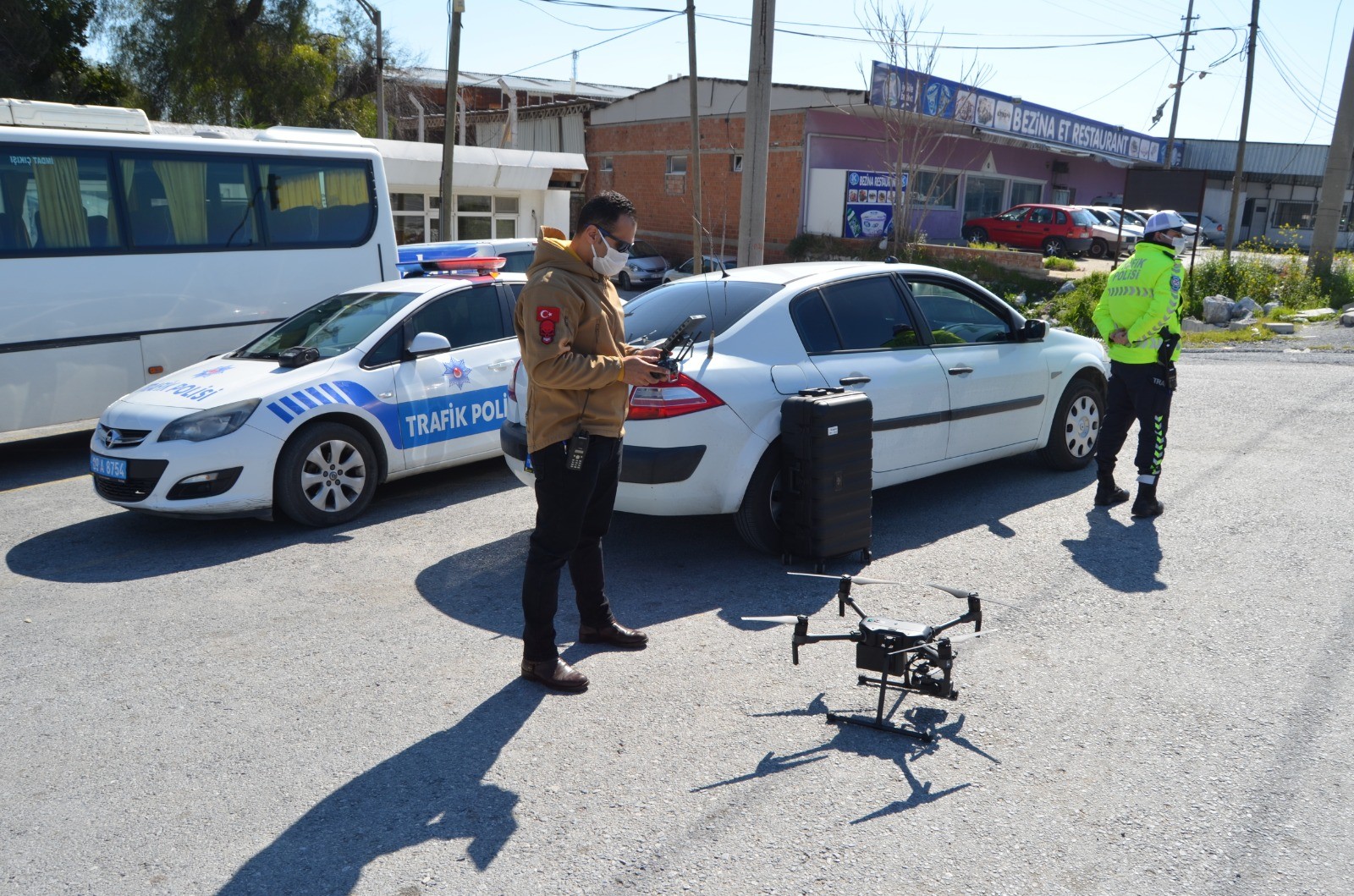 Söke’de drone ile trafik denetimi